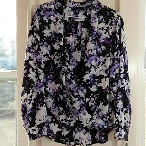 NWT APT.9 DRAPE FRONT BLOUSE L PETITE MIAFLR BLK